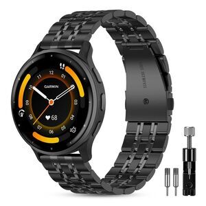 22mm Black Stainless Steel Garmin Compatible Watch Band Quick Release